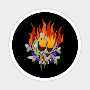 Skull on fire Magnet